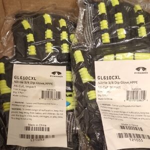 Peranex Nitrile 3/4 Dip Glove - Black and Yellow A6 Cut/Impact Xl Two Pack